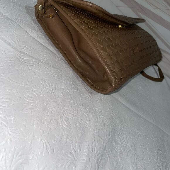 Etienne Aigner Leather Weave Shoulder Bag Clutch Bag Brown Small - Picture 6 of 6